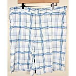 Nike Golf Dri fit Shorts Mens Size 38 Blue White Plaid Chino‎ Swish Performance
